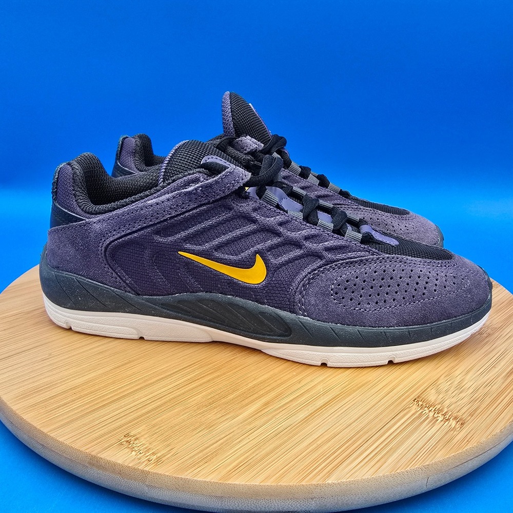 Nike‎ SB Dunk Low Pro Purple Suede Yellow Swoosh Skate Shoes Mens Size 5.5 NWOB